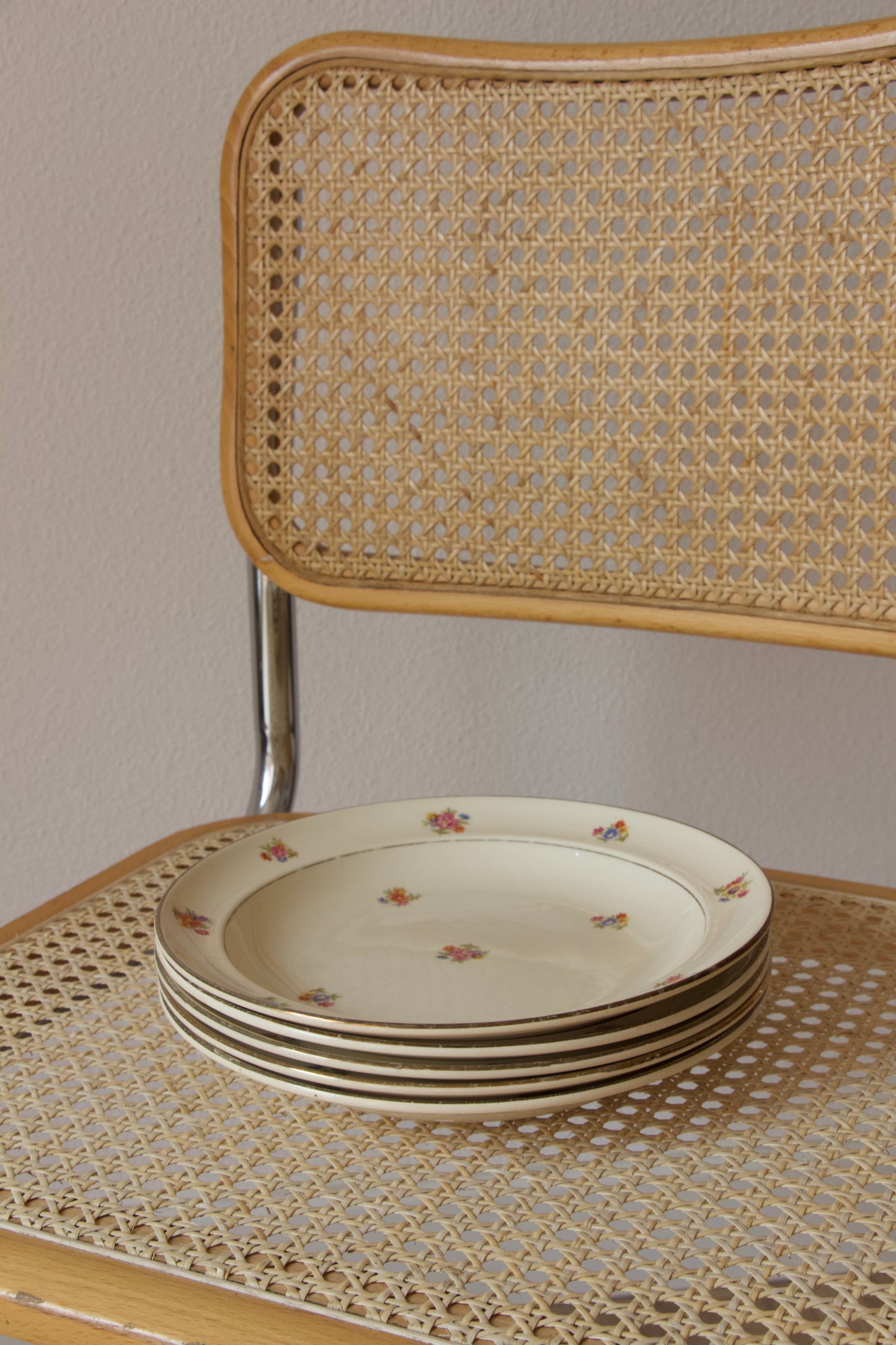 Set de 5 assiettes creuses fleuries Moulin des loups vintage