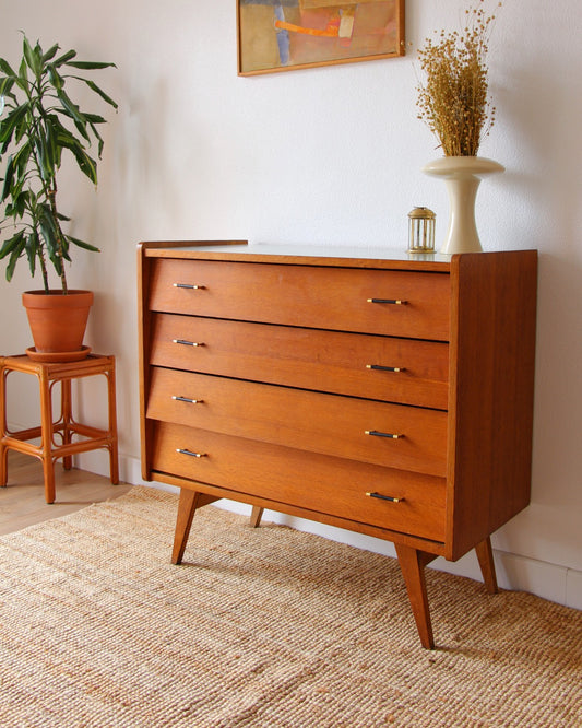 Commode pieds compas vintage années 60 - Brocante Vannes Mobilier & Décoration Vintage