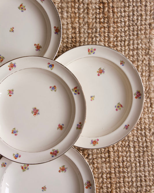 Set de 5 assiettes creuses fleuries Moulin des loups vintage