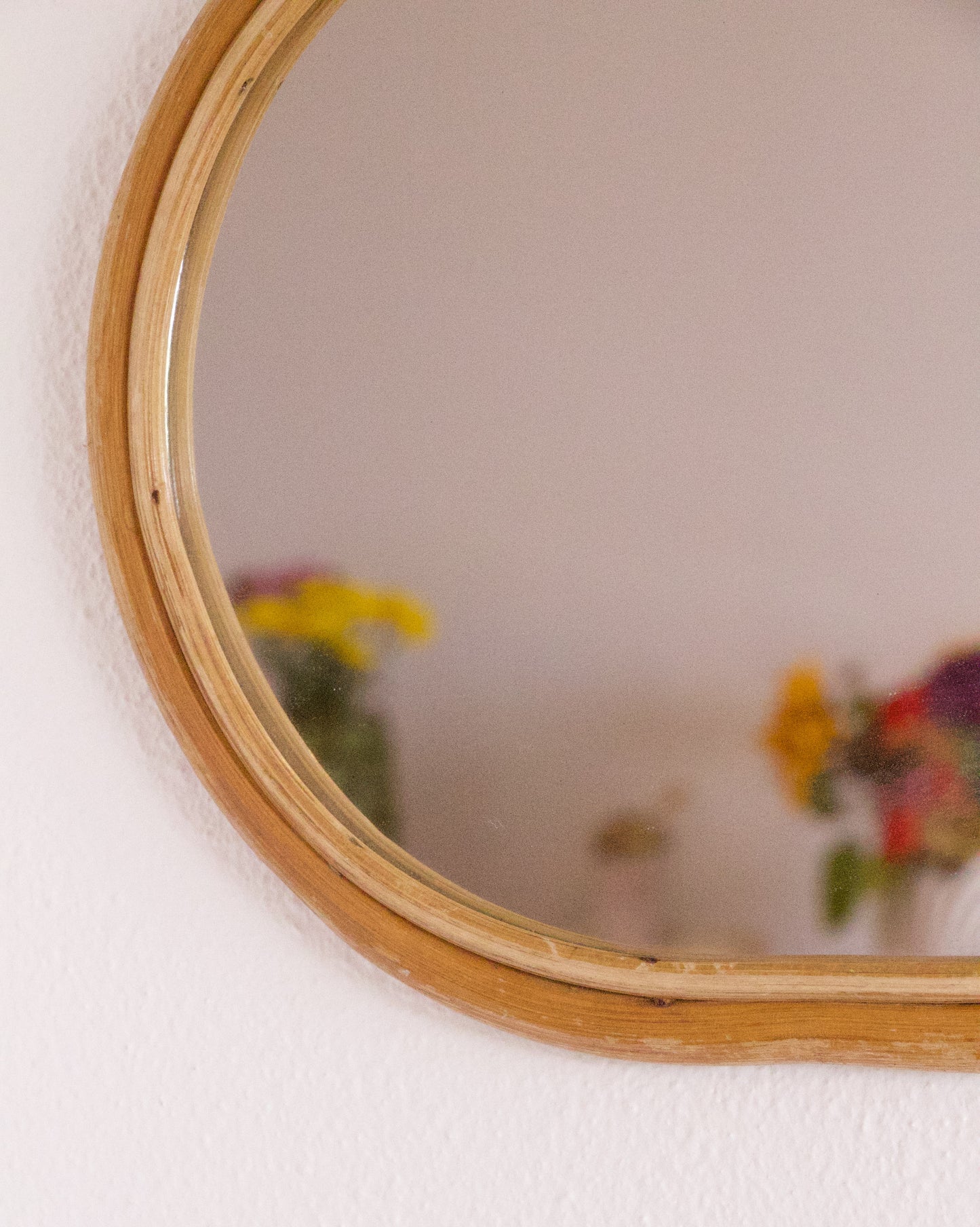 Miroir rotin pomme années 60/70