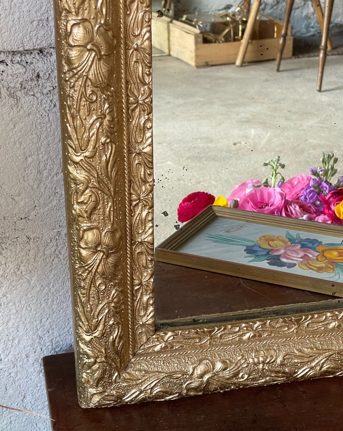 Miroir vintage doré - Pépites Déco Vintage Brocante Vannes