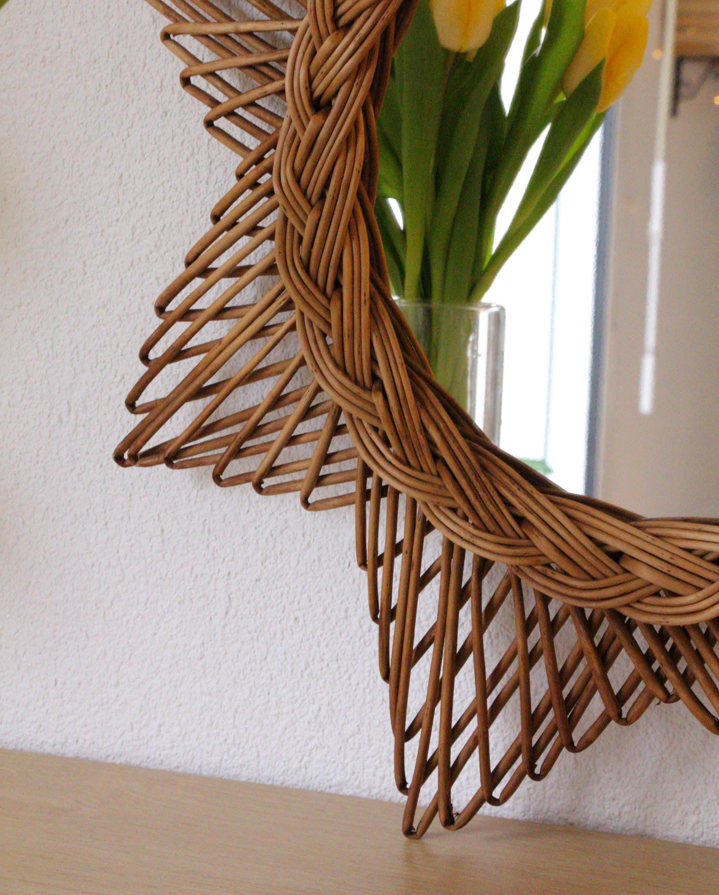 Miroir rotin vintage années 60 - Pépites Déco Vintage Brocante Vannes