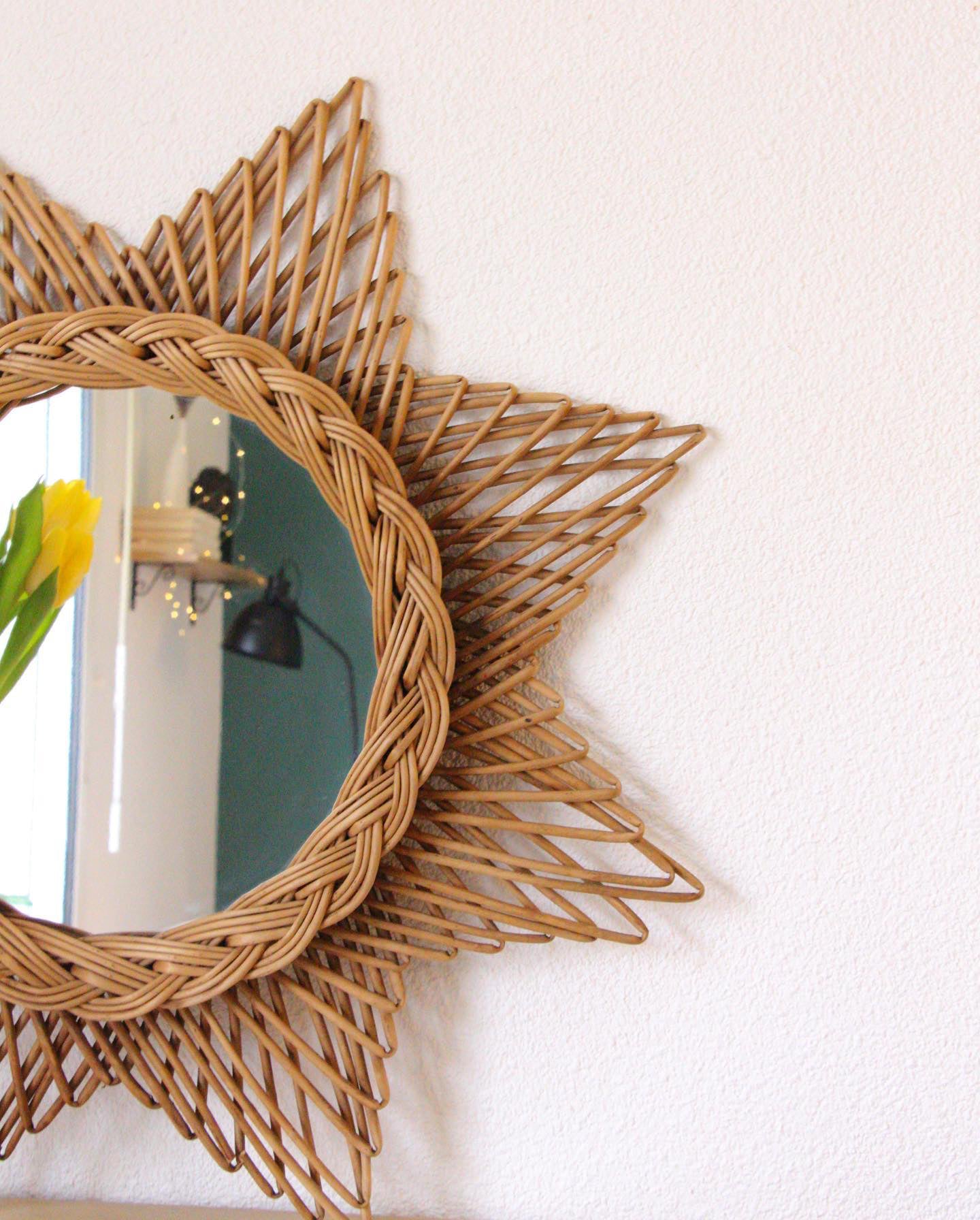 Miroir rotin vintage années 60 - Pépites Déco Vintage Brocante Vannes