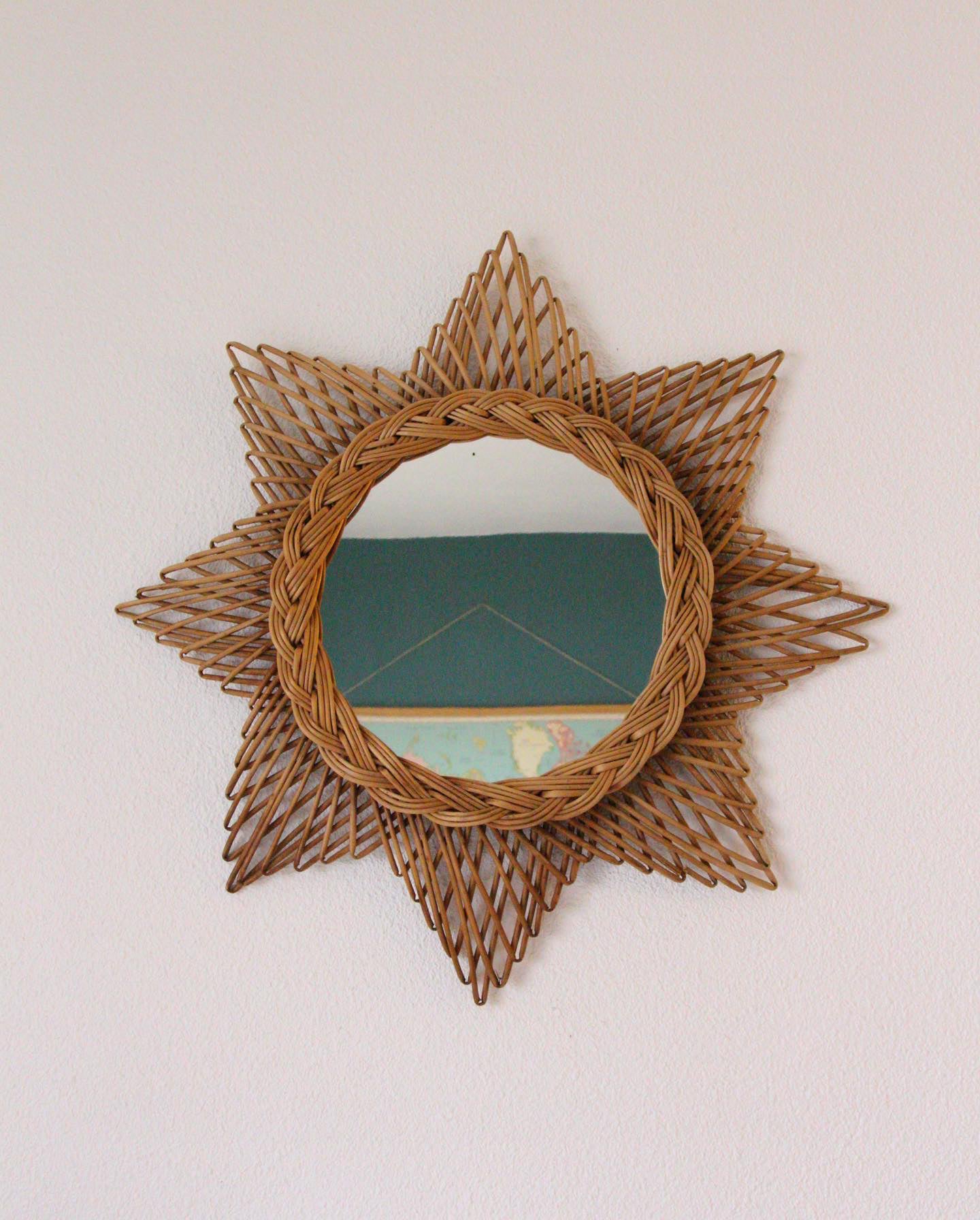 Miroir rotin vintage années 60 - Pépites Déco Vintage Brocante Vannes